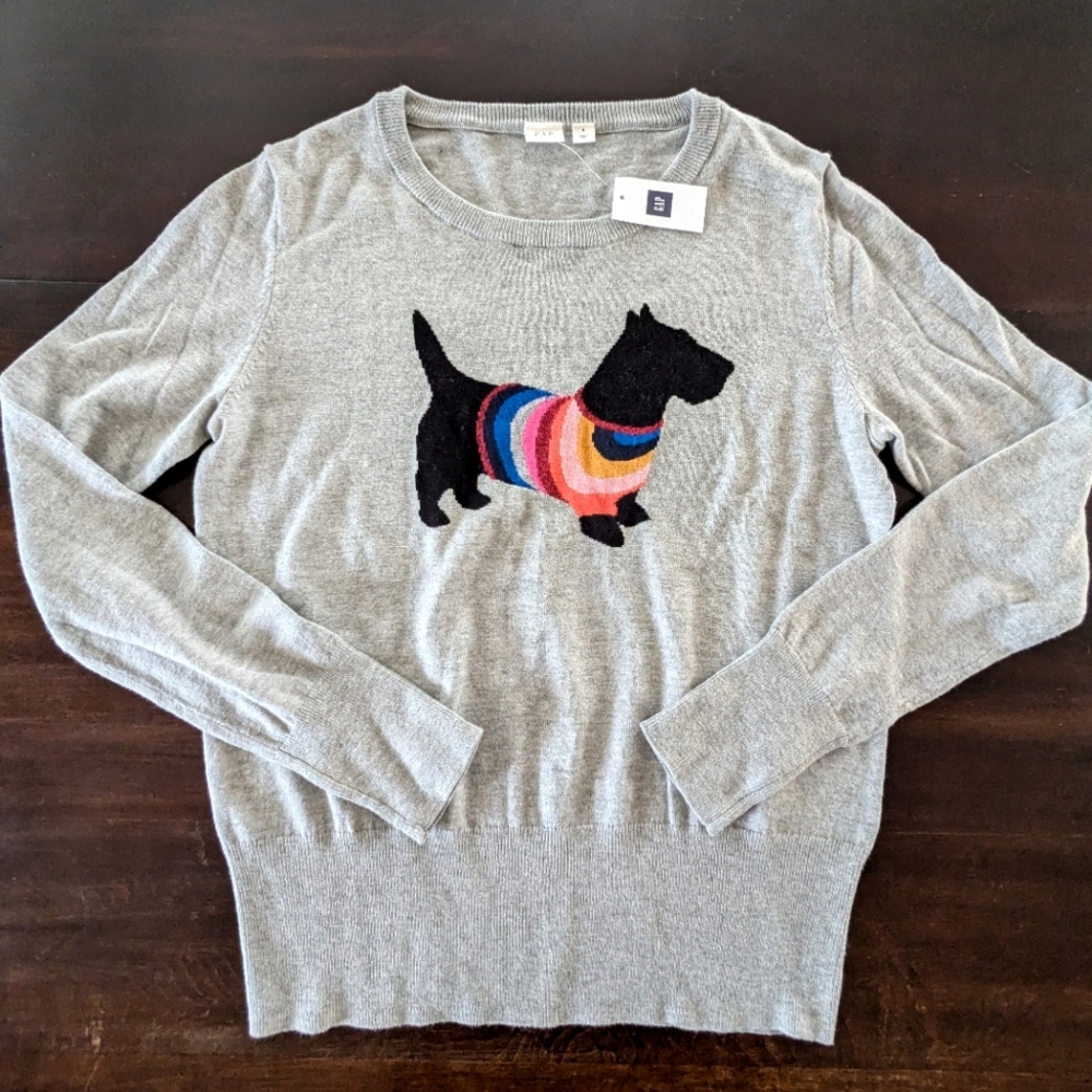 Gap Gray Crewneck Pullover With Dog Graphic Women's S
